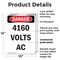Signmission 4160 Volts AC Danger Sign, Plastic, 10in W x 14in L, 2PK OS-2PACK-DS-P-1014-V-1953 - alternate 6